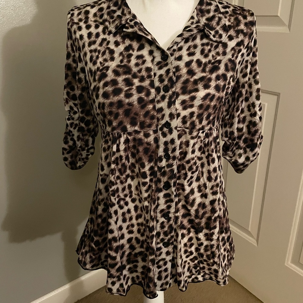Style & Co Leopard 3/4 sleeve top size Petite Medium